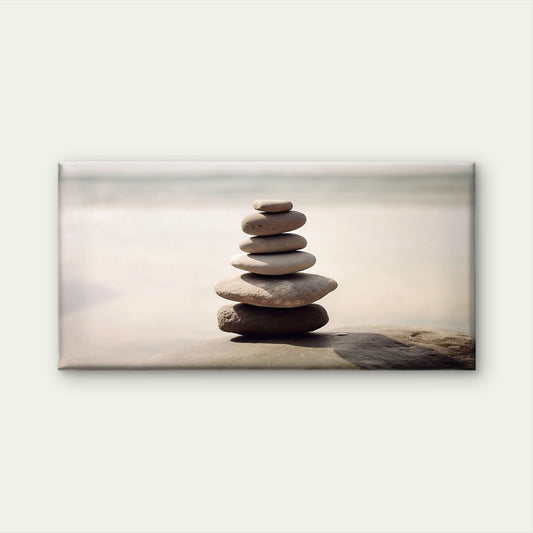 Zen Stacked Stones Beach Pebbles Wall Art Canvas Office Home Framed 80x45cm