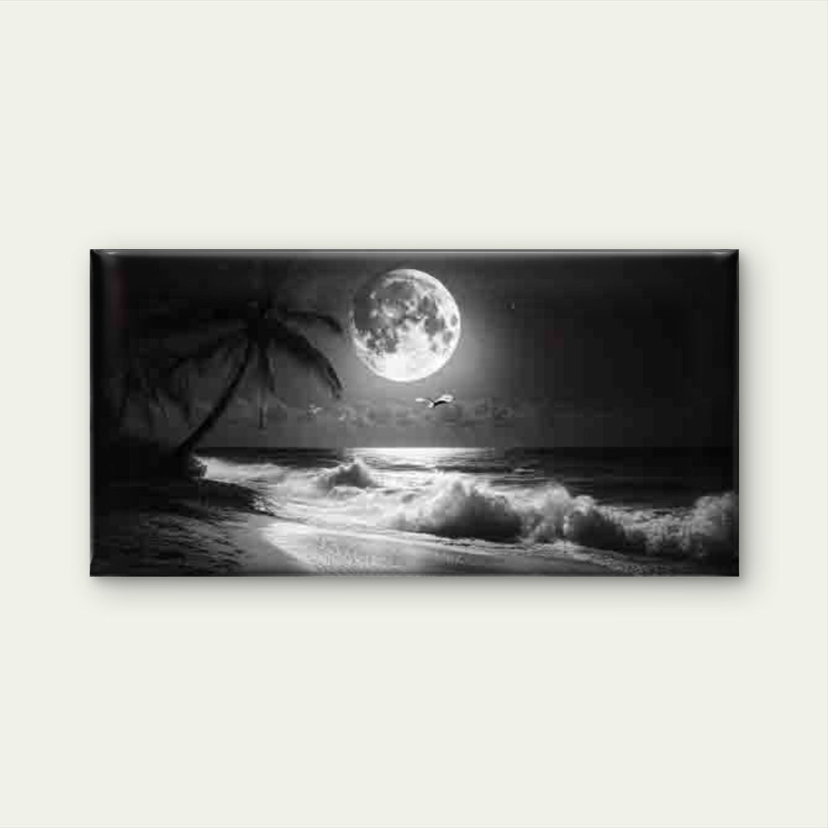 Black And White Beach Wall Art Canvas Office Home Room Framed 80x45cm