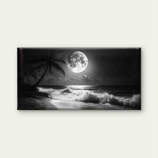 Black And White Beach Wall Art Canvas Office Home Room Framed 80x45cm
