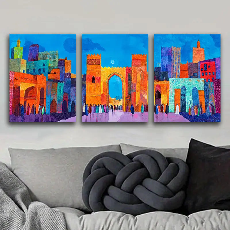 3pcs Luxurious Colored Gate Metal Print Ready to Hang Art