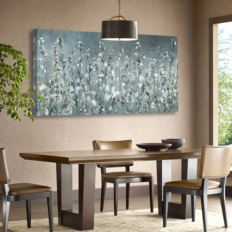 Elegant Translucent White Flowers Botanical Wall Art canvas office home room framed 120x60cm