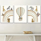 3pcs Modern Fashion Hot Air Balloon Animal Abstract Art Wall Art Set Canvas Framed 40x60cm - High Quality Print 100% Australian Made Wall Canvas Ready to Hang