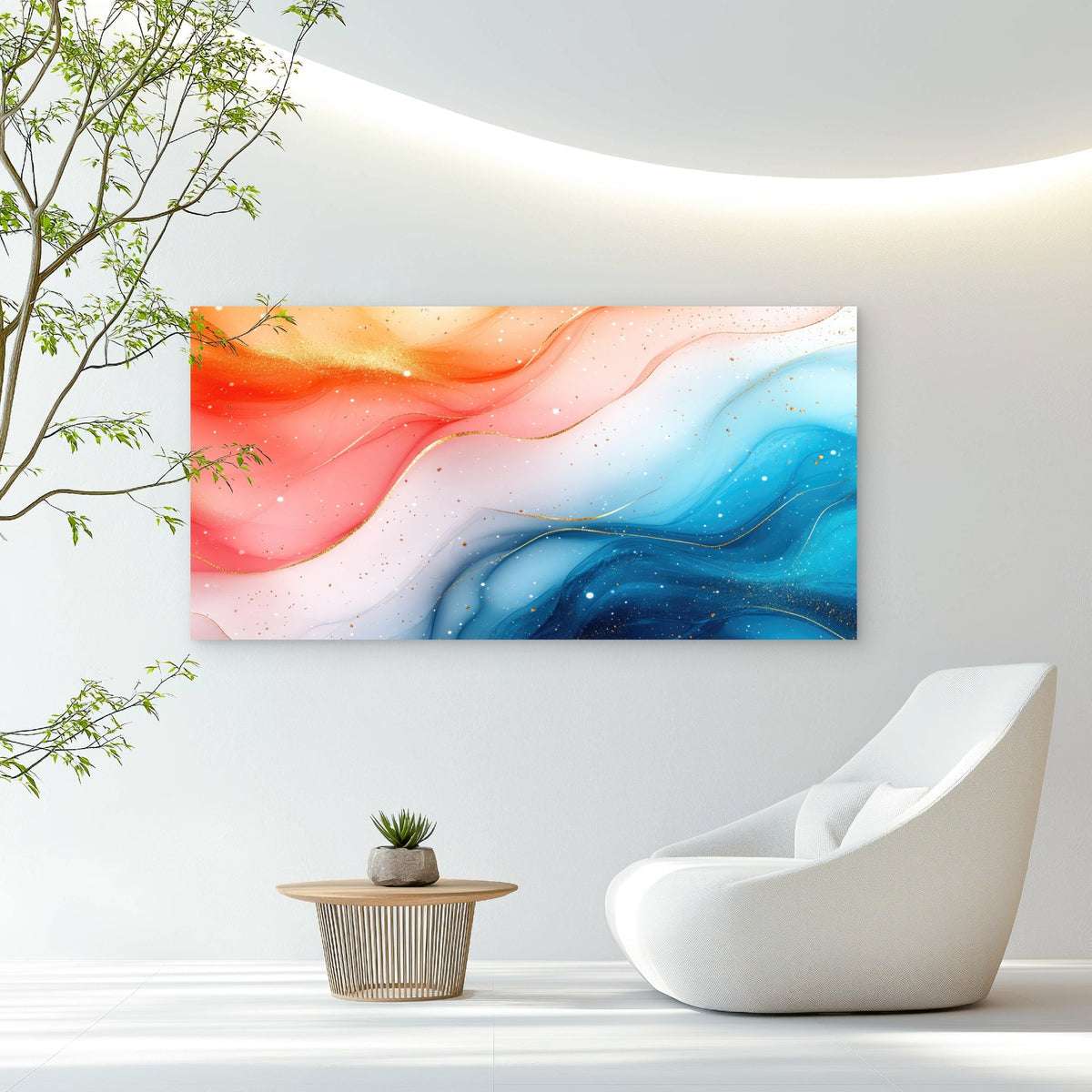 Harmony of Fire and Water Wall Art Canvas Office Home Room Framed 120x60cm