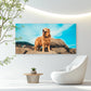 Golden Retriever On Rocks Wall Art Canvas Office Home Room Framed 80x45cm