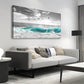 Ocean Teal Sea Wave Seagull Birds Wall Art canvas office home room framed 120x60cm