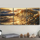 3pcs Gold Coin Waves Metal Print Ready to Hang Art