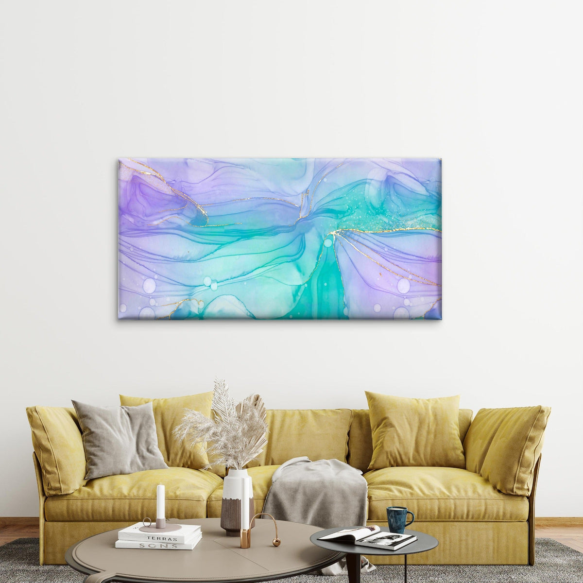 Fluid Pastel Alcohol Ink Wall Art Canvas Office Home Room Framed 120x60cm