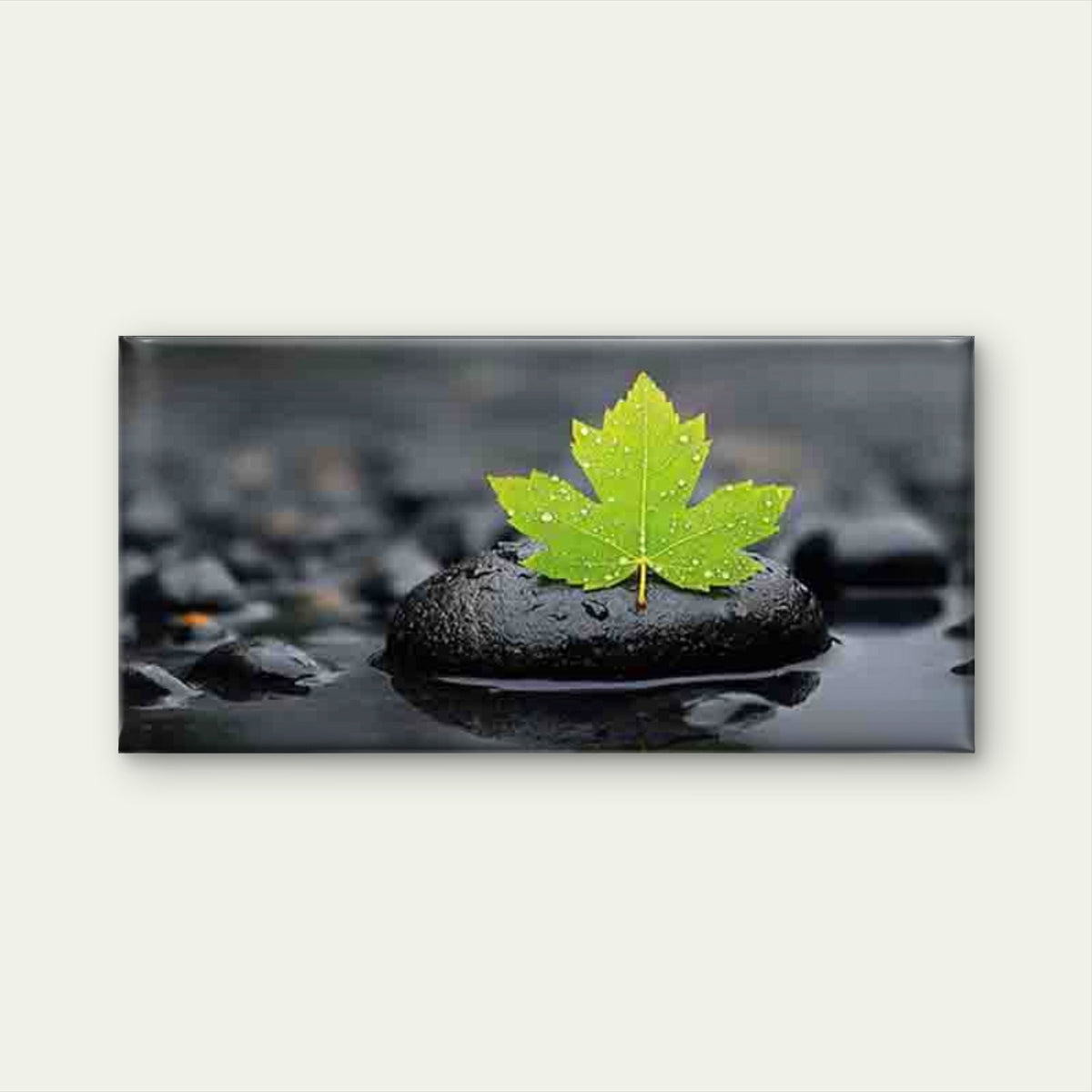 Fresh Green Leaf and Water Wall Art Canvas Office Home Room Framed 120x60cm