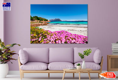 Azure Water With Rocks & Lots of Flowers Print 100% Australian Made Stretched Canvas Ready to Hang - BC-131