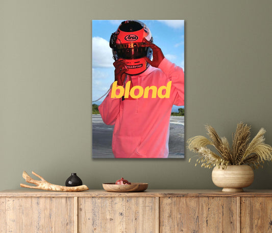 Man In Pink Hoodie and Helmet Riding an Electric Scooter Print 100% Australian Made 40x60cm Stretched Canvas Ready to Hang