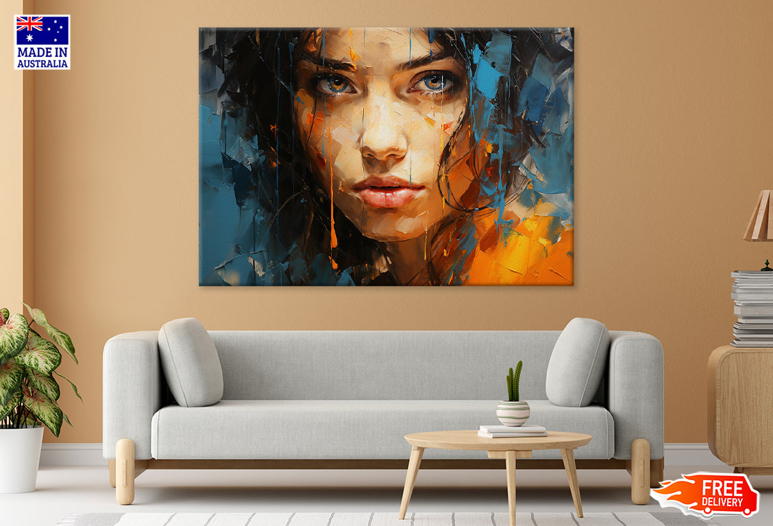 Abstract Girl Closeup Oil Painting Print 100% Australian Made Stretched Canvas Ready to Hang - FS-131