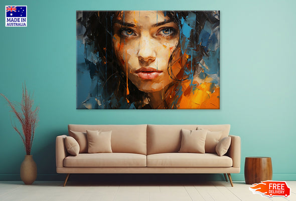 Abstract Girl Closeup Oil Painting Print 100% Australian Made Stretched Canvas Ready to Hang - FS-131