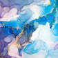 Blue Purple & Gold Ink Abstract Print 100% Australian Made Stretched Canvas Ready to Hang - AB-131