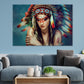 Headdress Native Warrior Girl Closeup Print 100% Australian Made Stretched Canvas Ready to Hang - BO-131