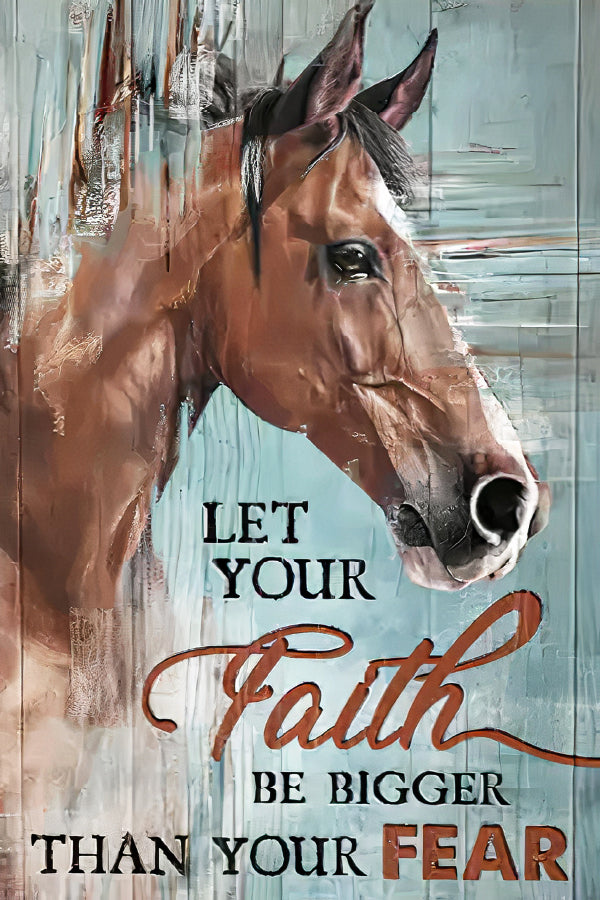 Horse With a Let Your Faith Quote Print 100% Australian Made 40x60cm Stretched Canvas Ready to Hang