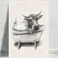 Funny Cow in Bathtub Print 100% Australian Made 40x60cm Stretched Canvas Ready to Hang