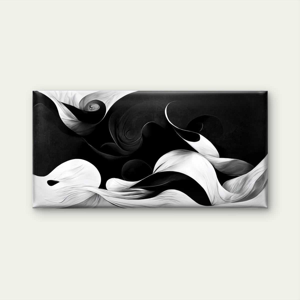 Flowing Black White Abstract Wall Art Canvas Office Home Room Framed 120x60cm