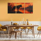 3pcs Black Wolf Silhouette at Sunset Classic Design Metal Print Ready to Hang Art
