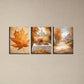 3pcs Autumn Town Maple Leaves Classic Design Metal Print Ready to Hang Art