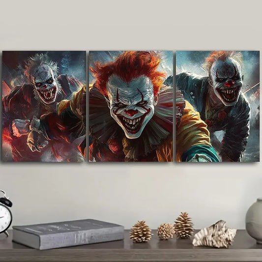 3pcs Vibrant Clown Trio Metal Print Ready to Hang Art