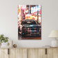 Vintage Night View of Car Parked on The Side of Street Print 100% Australian Made 40x60cm Stretched Canvas Ready to Hang