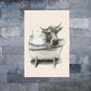 Funny Cow in Bathtub Print 100% Australian Made 40x60cm Stretched Canvas Ready to Hang