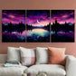 3pcs Moon Lake Northern Lights Stars Metal Print Ready to Hang Art