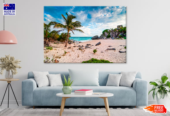 The Caribbean Sea in Mexico Print 100% Australian Made Stretched Canvas Ready to Hang - BC-132