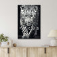 Majestic Leopard Gracefully Crossing a Black and White Print 100% Australian Made 40x60cm Stretched Canvas Ready to Hang