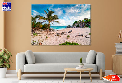 The Caribbean Sea in Mexico Print 100% Australian Made Stretched Canvas Ready to Hang - BC-132