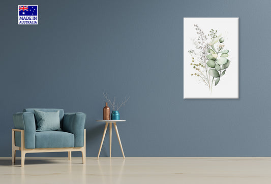 Painting Of Green Leaves Bunch Print 100% Australian Made 40x60cm Stretched Canvas Ready to Hang