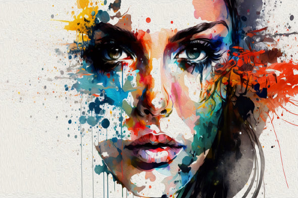 Abstract Woman Face Closeup Painting Print 100% Australian Made Stretched Canvas Ready to Hang - FS-132