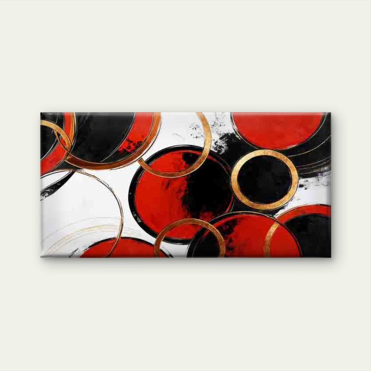 Abstract Red Black And Golden Wall Art Canvas Office Home Room Framed 120x60cm