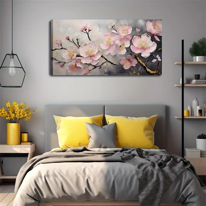 Bouquet Of Pink Flowers wall canvas office home room framed 120x60cm