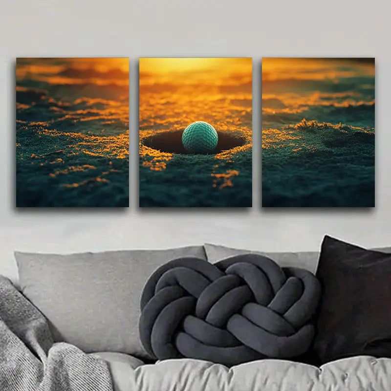 3pcs The Golf Ball Is Near The Hole Metal Print Ready to Hang Art