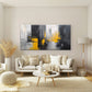 Gold Strikes Through Gray Wall Art Canvas Office Home Room Framed 120x60cm