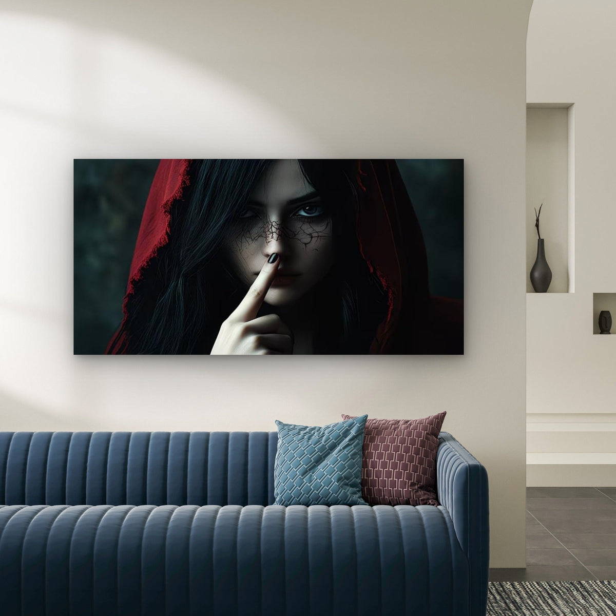 Dark Fantasy Anime Girl Wall Art Canvas Office Home Room Framed 80x45cm