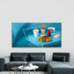 Fast Food Meal On Blue Table Wall Art Canvas Office Home Room Framed 120x60cm