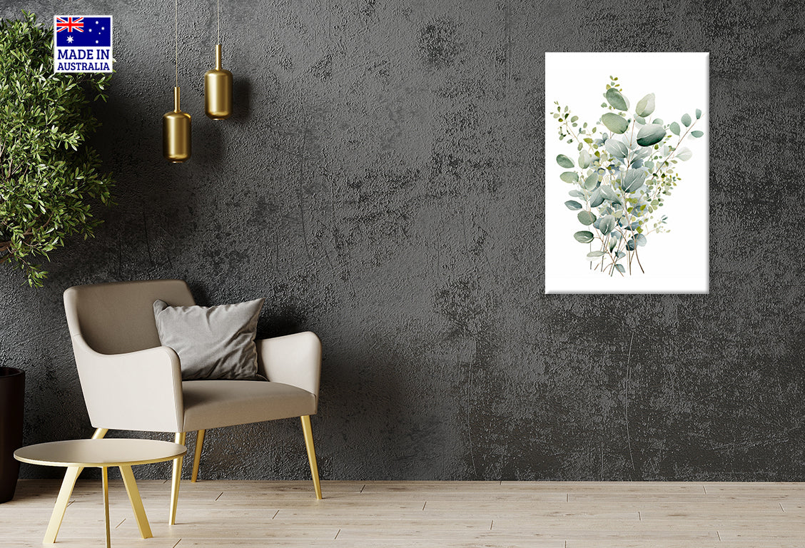 Botanical Eucalyptus Leaves Painting Print 100% Australian Made 40x60cm Stretched Canvas Ready to Hang