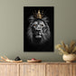 Majestic Lion with A Gold Crown on Its Head in Black Print 100% Australian Made 40x60cm Stretched Canvas Ready to Hang