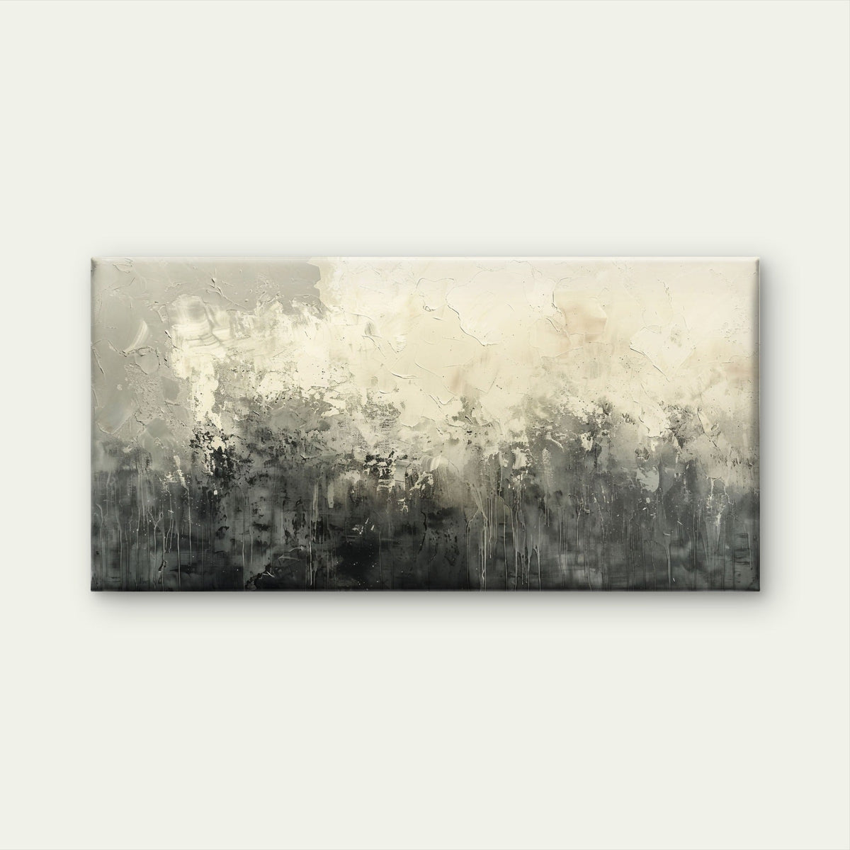 Neutral Grey Cream Abstract Texture Wall Art Canvas Office Home Framed 80x45cm