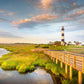 Sunrise Bodie Island Lighthouse With Cloudy Blue Sky Print 100% Australian Made Stretched Canvas Ready to Hang - CT-134