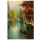 Lake and Canoe Autumn Scenery Canvas Art Print 100% Australian Made 40x60cm Stretched Canvas Ready to Hang