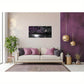 Black & White Seascape Moon & Purple Cherry Blossoms Wall Art canvas office home room framed 120x60cm