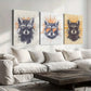 3pcs Vibrant Orange & Yellow Raccoon Burst Design Metal Print Ready to Hang Art