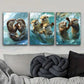3pcs Playful Otters Metal Print Ready to Hang Art