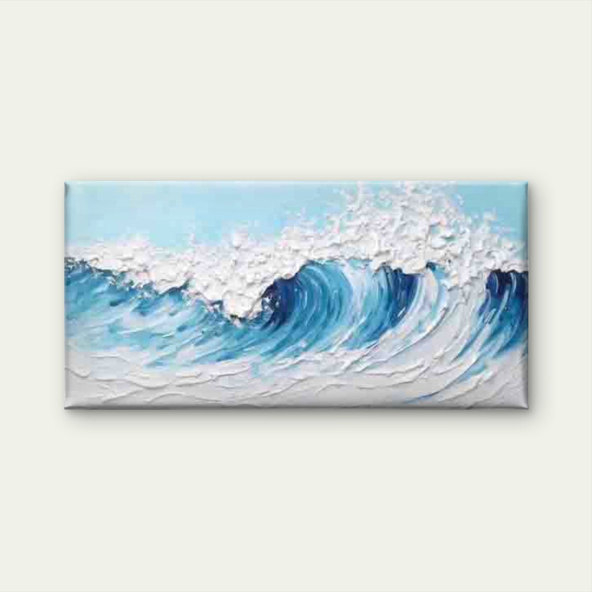 Blue Ocean Wave Painting Wall Art Canvas Office Home Room Framed 120x60cm