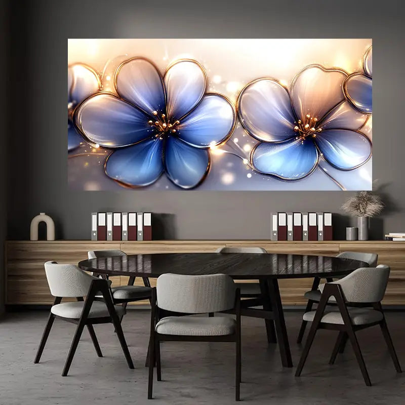 Elegant Purple Flower with Golden Accents Wall Art wall canvas office home room framed 120x60cm