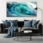 Beach Blue & White Waves wall canvas office home room framed 120x60cm