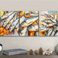 3pcs Featuring a Detailed View of Sardines on a Table Metal Print Ready to Hang Art